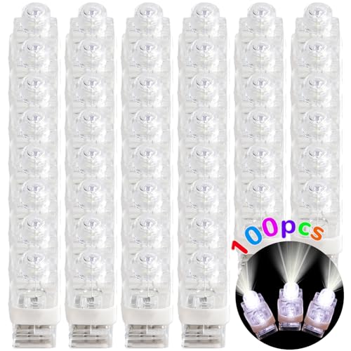 100pcs White Finger Lights, Glow in the Dark Wedding Party Favors, LED Finger Flashlights for Goodie Bag Stuffers Classroom Prizes, Carnival Birthday Concert Gifts Accessories - style: White-100