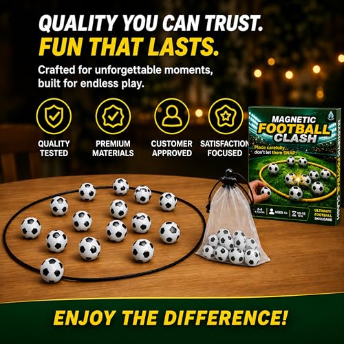 Magnetic Football Chess Game Set with 20 Magnetic Pieces & Storage Bag, Interactive Strategy Board Game for Adults, Portable Family Tabletop Game for Travel & Parties, 1–4 Players Ages 4+