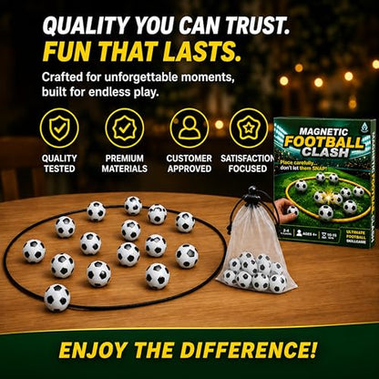 Magnetic Football Chess Game Set with 20 Magnetic Pieces & Storage Bag, Interactive Strategy Board Game for Adults, Portable Family Tabletop Game for Travel & Parties, 1–4 Players Ages 4+