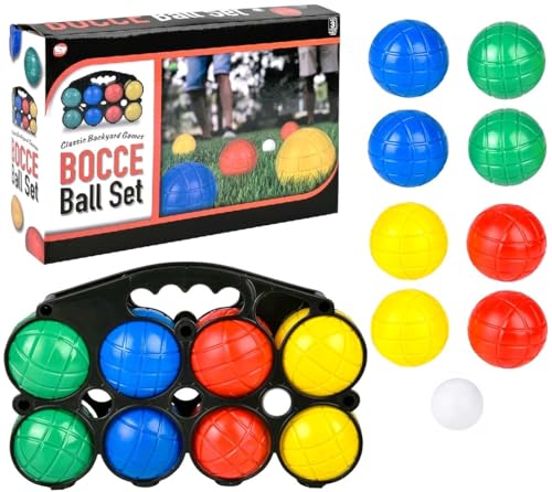 Zugar Land Bocce Ball Set with Carrying Case (11") Includes: 8 (3") Balls, 1 Jack (1.5") Ball, 1 Sure Grip Storage Case. Comes in a Nice Display Box. Classic Backyard Game.