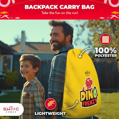 Swooc Games® - Dino Frenzy | 2-in-1 Corn Hole Games for Kids | 5-Second Setup | Dinosaur Bean Bag Toss Game for Kids | Kid Cornhole Game Set | Toddler Party Activity | Outside Bean Bags Kid Tossing