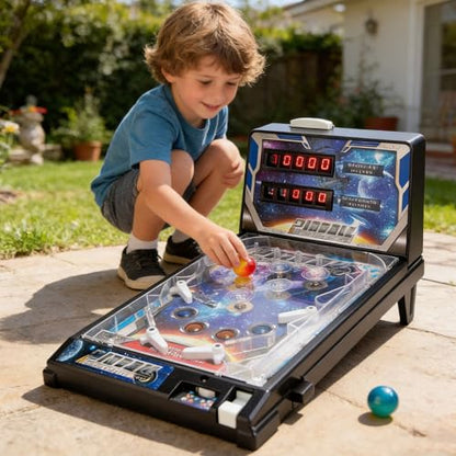 Mini Pinball Machine, Electronic Pinball Game Toys with Light and Sound Effects and Digital-Counter, Tabletop Pinball Toys for Children and Family