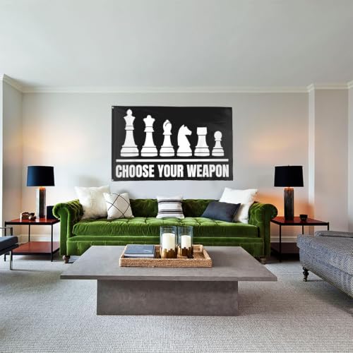 Choose Your Weapon Retros Chess Master Pieces Game Club Humor Flag For Room - color: white2