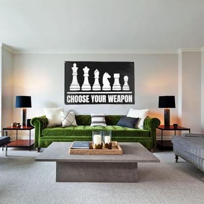 Choose Your Weapon Retros Chess Master Pieces Game Club Humor Flag For Room - color: white2