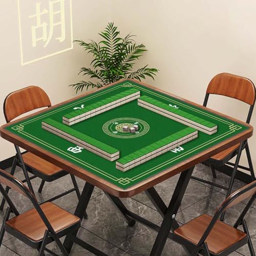 Mahjong Mat, Non-Slip Noise Reducing Game Mat, 31.5 Inch Mahjong Table Mat,Mahjong Mat with Cloth Bag and Carton Storage,Suitable for Mahjong, Dominoes, Solitaire and Other Games. (Green) - color: Green
