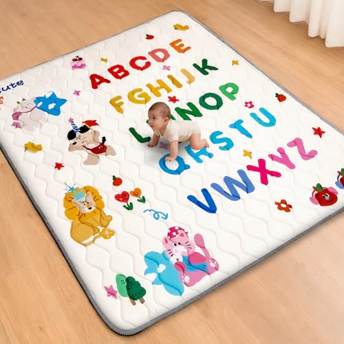 RONGFA Baby Play Mat for Floor, 50'' x 50'' Thicken Foam Soft Padded Mat for Baby, Playpen Mat for Toddlers Infant Kids, Machine Washable, Non-Slip Bottom Safe for Crawling (Circus) - color: Circus, size: 50"×50"