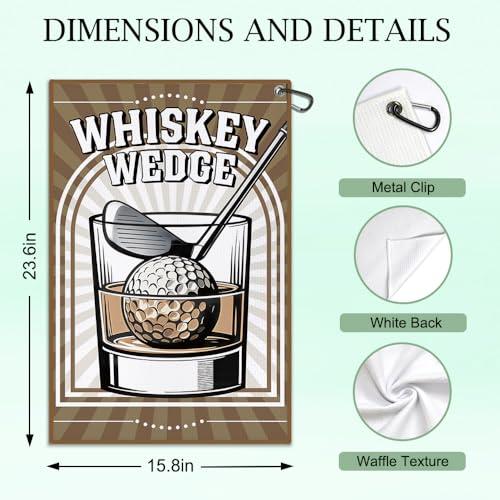 DYJYBMY Whiskey Wedge Brown Printed Golf Towel with Clip, Retro Golf Towel for Men, Anniversary Golfing Gifts for Husband, Retirement Thank You Gifts for Golfing Lover Family Dad Grandfather Uncle - color: Brown01