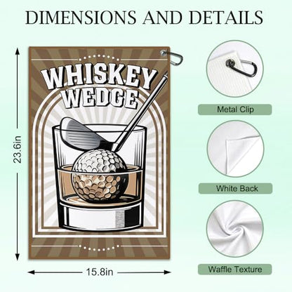 DYJYBMY Whiskey Wedge Brown Printed Golf Towel with Clip, Retro Golf Towel for Men, Anniversary Golfing Gifts for Husband, Retirement Thank You Gifts for Golfing Lover Family Dad Grandfather Uncle - color: Brown01