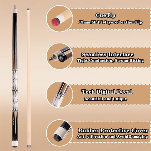 58 inch Canadian Maple Billiard Pool Cue Stick, 13mm 1/2 Maple Billiard Pool Stick, House Bar Pool Table Sticks for Men(Numerous Styles to Choose from) - color: P20