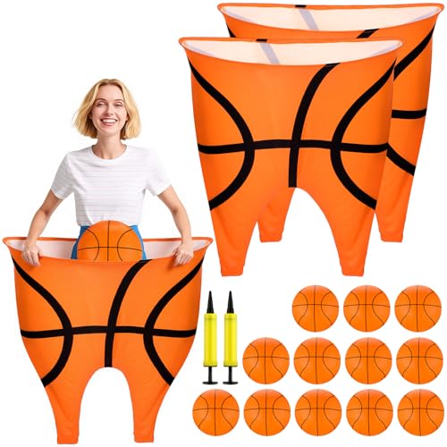 Jenaai Granny Pants Game Set Funny Outdoor Yard Games for Adults Giant Pants Toss Game with 12 Bouncy Balls 2 Pumps Backyard Lawn Party Games for Family Reunion BBQ Birthday - style: Basketball