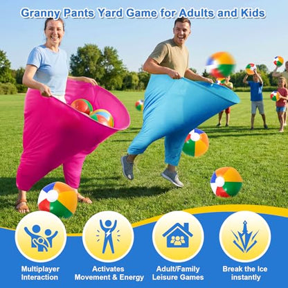 Granny Pants Yard Game, Outdoor Game with Bouncy Ball and Air Pump, Team Relay Family Reunion Party Field Game - size: Adult-4Pcs