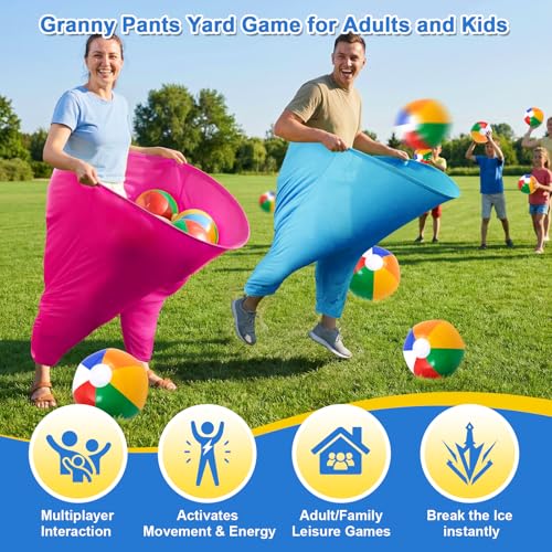 Granny Pants Yard Game, Outdoor Game with Bouncy Ball and Air Pump, Team Relay Family Reunion Party Field Game - size: Adult-4Pcs