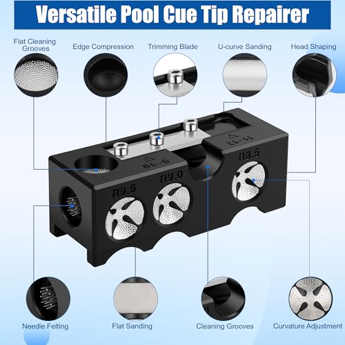 Billiards Pool cue Tips Replacement kit, Professional Billiards Accessory for Repairing, Scuffing and Shaping Cue Tips Perfect for Players at All Levels