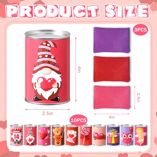 Libima 13 Pcs Valentines Day Game Carnival Party Bean Bag Toss Sturdy Knockdown Outdoor Can Party Game with 10 Tin Cans and 3 Bean Bags for Outdoor and Indoor(Pink)