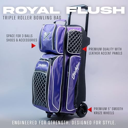 KR Strikeforce Royal Flush Triple Roller Bowling Bag - USA