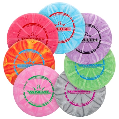 Dynamic Discs Prime Burst Disc Golf Set (7 Pack) | Includes Putter, 2X Midrange, 3X Fairway & Driver | Disc Golf Accessories for Beginners | 170-176g | Beginner Pack for Amateurs - size: 7 Pack