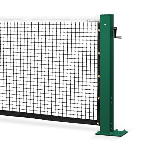 Professional Tennis Net Posts with Internal Safe Winder, 100mm Heavy-Duty Aluminum Post & 260mm Galvanized Base, Includes Expansion Anchors for Easy Setup - color: GREEN, size: Single-Layer Tennis Net, style: Surface-Mounted