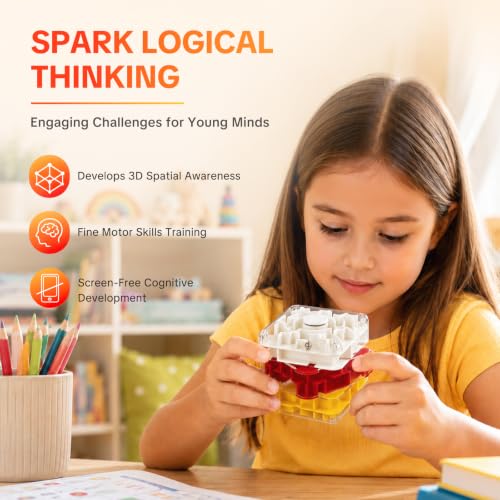 3D Maze Cube Rotating Puzzle Toy for Kids & Adults Spatial Logic Game | 3-Layer Rotating Maze, Non-Toxic Plastic, Pocket-Sized Travel Toy, Hand-Eye Coordination, Stress Relief Desk Gadget