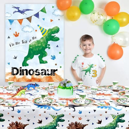 WERNNSAI Pin the Tail on The Dinosaur - T-Rex Dinosaur Birthday Decorations Roar Dino Theme Party Games for Toddlers Kids Boys Room Wall Decor 21" x 28" Poster with 24 Stickers and Blindfold - style: Dinosaur C