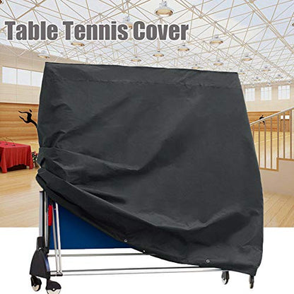 J&C Table Tennis Cover 420D Ping Pong Table Cover Black Full UV Protected Table Tennis Cover Outdoor Waterproof Heavy Duty Ping Pong Table Outdoor Waterproof - color: black