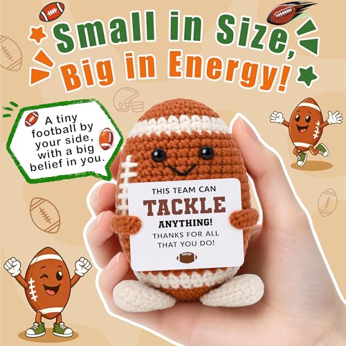 Appreciation Football Team Gifts for Men Women, Appreciation Gifts for Coworkers Women Men Employees Team, Cheer Gift Bulk for Teams, Handmade Crochet Football Desktop Decorations Thank You Present - style: team