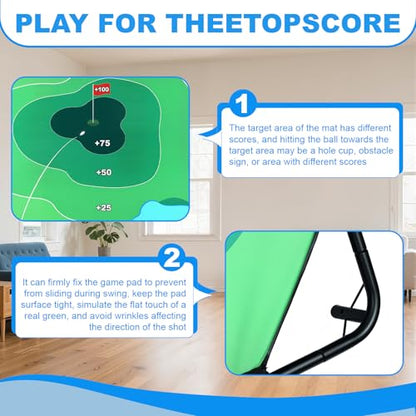 70"x70" Golf Chipping Game Set with Hitting Mat & 20 Grip Balls, Backyard Indoor/Outdoor Practice Training Kit for Adults, Family, Beginners – Portable Sticky Target Golf Game