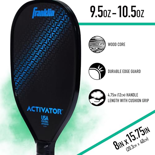 Franklin Sports Pickleball Paddle and Ball Set - Wooden Pickleball Rackets + Balls - Activator - USAPA Approved | Ball Set - style: 2 Player Set- Blue/Green