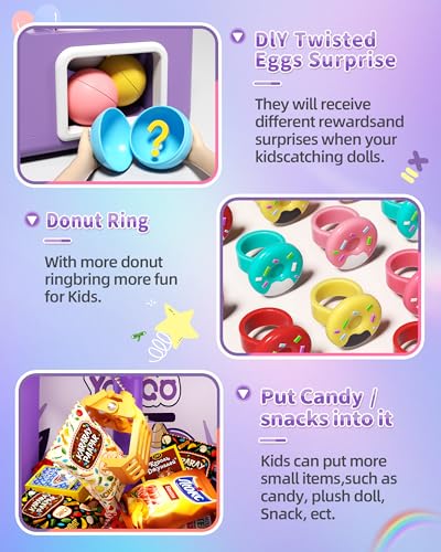 Jovow Claw Machine for Kids, Mini Vending Machine with Game Coins & Music, Prize Dispenser Toys for Girls and Boys, Electronic Claw Game Machine for Party Birthdays, Includes 30 Mini Toys - style: Unicarns