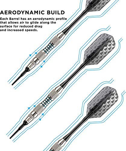 Viper by GLD Products Bobcat Adjustable Weight Soft Tip Darts with Storage/Travel Case - size: 16 Grams (Adjustable to 18 and 19 Grams), style: Nickel Silver Plated with Light Blue Rings