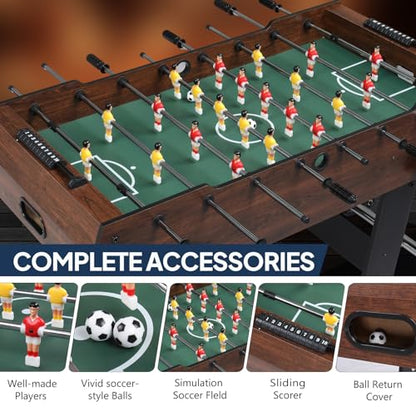 PEXMOR 48" Foldable Foosball Table Adult Size, Soccer Game Table for Kids & Adults, Folding Foosball Tables for Game Room, Home, Arcade w/Rolling Wheels & 2 Balls