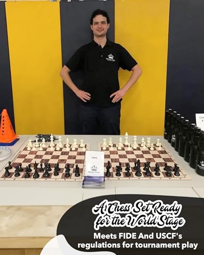WE Games Best Value Tournament Chess Set - Includes 34 Chess Pieces, Roll Up Vinyl Chess Board, Chess Pieces, Chess Bag and Equalizer Dice, Travel Chess Sets for Adults