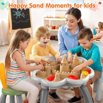 OCATO Kids Toddler Table and Chair Set: Sensory Activity Tables with Rabbit Chairs and Large Marble Run Building Blocks Storage All in One Play Sand Water Table 3 4 5 6 Year Old Boy Girl Toys Gifts - color: Yellow