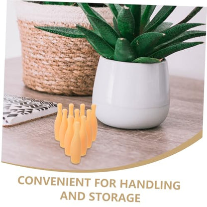Abaodam 10pcs Small Bowling Indoor Miniature Tabletop Bowling Party Decorations Desktop Bowling Pin for Game Bowling Pin Accessory Tiny Bowling Pin Plastic Beige