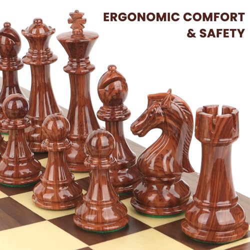 Large High Polymer Weighted Chess Pieces with 3.8'' King - 2 Extra Queens, Tournament Chess Set - Chess Pieces Only, Travel Chess Sets with Storage Bag for Family Board Game Gift