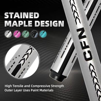 58" Carbon Fiber Pool Cue Stick - Elegant Design Billiard Cue for Adults, Low Deflection Pro Shaft with 11.8mm Tip, 3/8-8 Joint - color: Space Silver