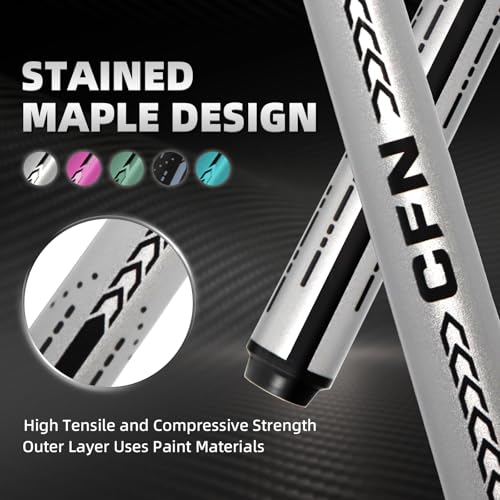 58" Carbon Fiber Pool Cue Stick - Elegant Design Billiard Cue for Adults, Low Deflection Pro Shaft with 11.8mm Tip, 3/8-8 Joint - color: Space Silver