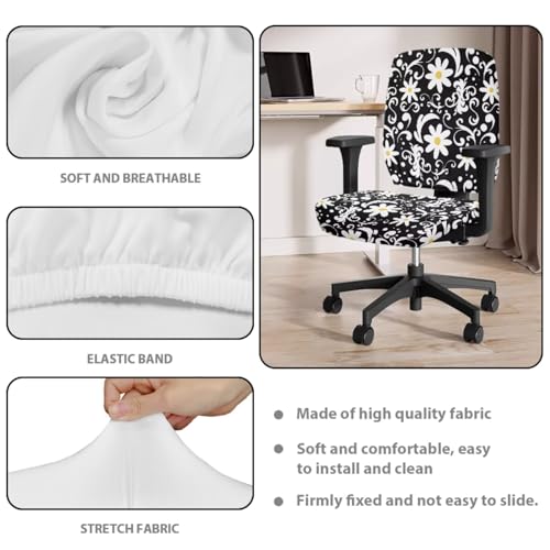 4 Pcs Office Chair Covers Set Floral Office Chair Arm Rest Cover Protective Stretchable Seat Covers Desk Armrest Cover Slipcovers Pads Cushion Backrest for Game - color: Floral