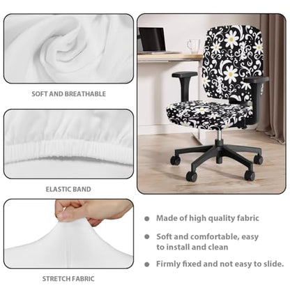 4 Pcs Office Chair Covers Set Floral Office Chair Arm Rest Cover Protective Stretchable Seat Covers Desk Armrest Cover Slipcovers Pads Cushion Backrest for Game - color: Floral
