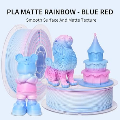 RAMBERY 3D Printer PLA Filament Matte Rainbow PLA Filament for Most FDM 3D Printer, 1.75mm 1kg(2.2lb), Matte Rainbow Blue-Red - color: B-matte Rainbow Blue-red, size: 1kg