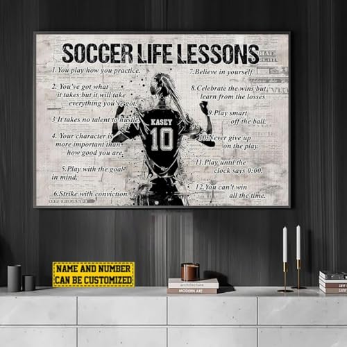 Personalized Soccer Life Lessons Canvas, Soccer Life Lessons Personalized Canvas Print, Custom Soccer Poster Print, Motivational Soccer Gift For Boys, Men, Soccer Players - color: Design 01
