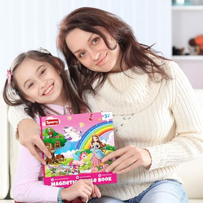 SYNARRY Unicorn Princess Fairy Magnetic Puzzles for Toddlers 3-5 Girls, 20 Pieces Travel Puzzles for Kids Ages 4-6, Easter Basket Stuffers for Kids, Car Airplane Road Trip Activities Magnet Games Toy - style: Unicorn