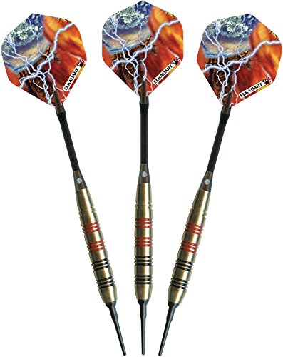 Elkadart Storm Soft Tip Darts with Storage/Travel Case - style: Black/Red Rings (18 Grams)