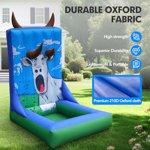 Inflatable Ring Toss Carnival Game – Horns Target Design with Built-in Blower, Portable Toss Challenge Game for Backyard Party, School Carnival & Family Fun Event - style: Ring Toss