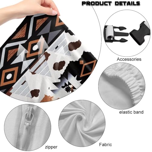 Suobstales Aztec Cow American Tribal Pattern Gaming Chair Cover Washable Gaming Chair Slipcovers with Armrest Covers, Anti-Scratch Universal Fit Ergonomic Office Desk & Racing Computer Gamer Chairs - color: Aztec Cow American Tribal