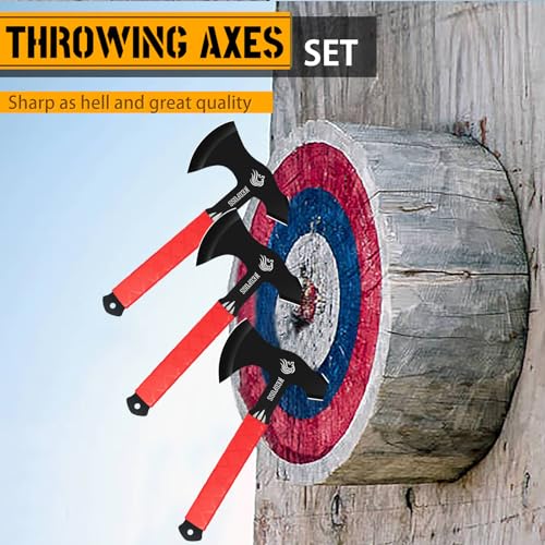 NedFoss Bear Throwing Axe Set with TPR Handle, 11.7“ Full Tang Throwing Axes for Axe Throw, Throw Game for Recreation and Competition - style: Throwing, axe throwing game for backyard,axe throwing game, ax throwing game set for adults,axe throwing set,out