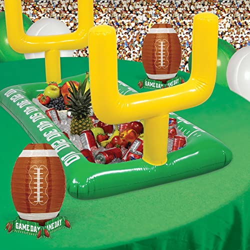 Beistle Inflatable Football Field Buffet Cooler with Goal Posts, 28” x 4’ 5.75” - Food & Drink Cooler, Drink Containers for Parties, Football Party Decorations, Game Day Coolers - style: Football Field Buffet Cooler