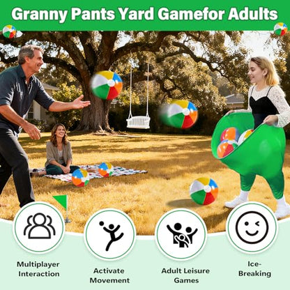 Granny Pants Yard Game for Kids (31.5 in *24 in), 2Pcs Granny Pants Outdoor Games with 10 Bouncy Balls, 2 Pumps & Flags, Granny Pants Game for Family Carnival Party Reunion Gathering (Small) - size: Small