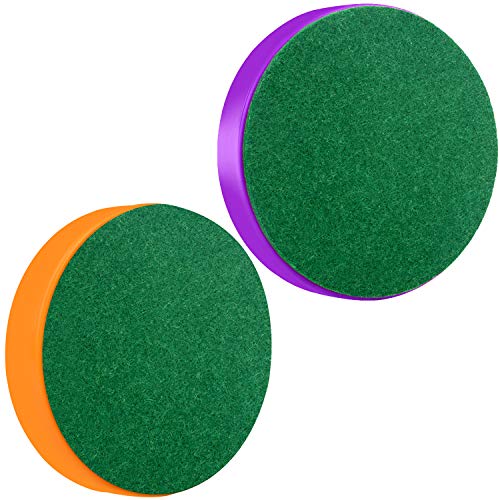 ONE250 Air Hockey Pushers and Red Air Hockey Pucks, Goal Handles Paddles Replacement Accessories for Game Tables (4 Striker, 4 Puck Pack) - color: Orange & Purple