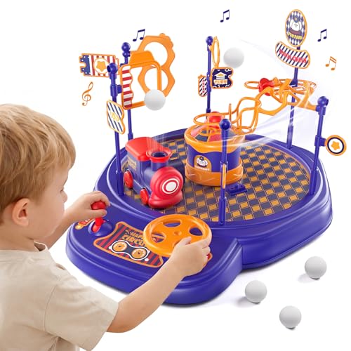Train Toy & Car Race Track Board Game for Kids – Floating Ball Challenge with Lights & Sounds STEM Toy, Enhances Focus & Coordination, Gift for Boys Girls Ages 4 5 6 7 8