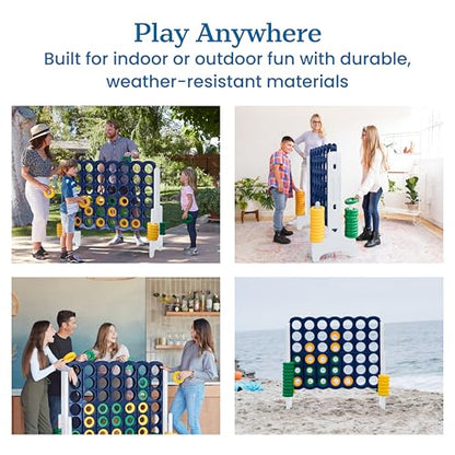 ECR4Kids Jumbo 4-to-Score Giant Game with 42 Rings and Reset Sliders, Kids Games, Blue/Gold - color: Blue/Gold